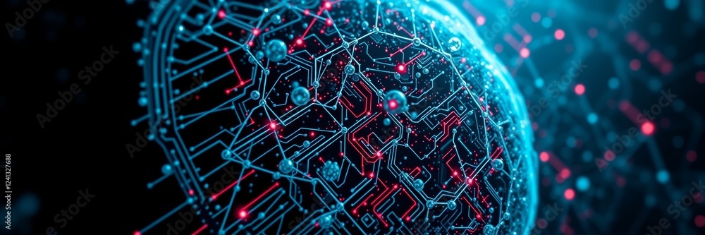 Poster abstract circuit board representation with glowing elements