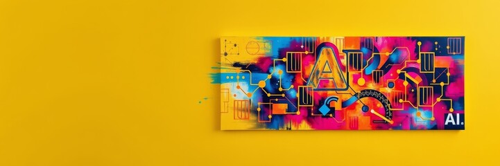 Obraz premium Colorful abstract graffiti art on vibrant yellow background