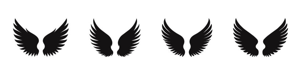Wings icon set. Angel wing collection. Vector illustration.