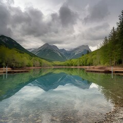 lake and mountains