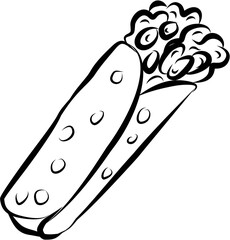 Mexican food. Hand drawn vector isolated doodle. Burritos
