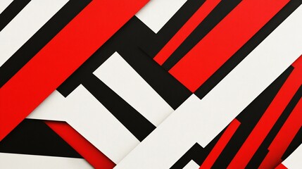Abstract red, black, white stripes overlap.