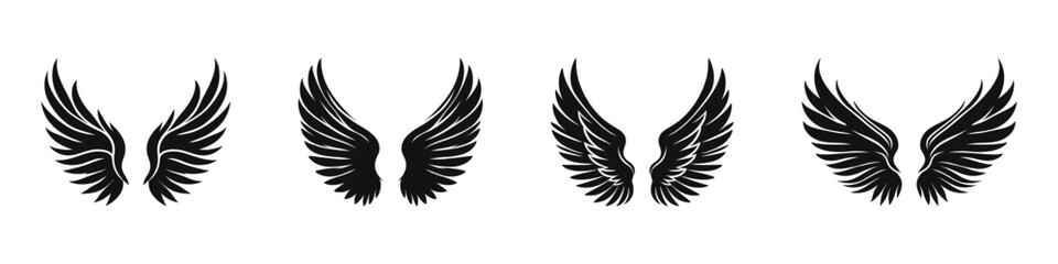 Wings icon set. Angel wing collection. Vector illustration.