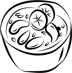 Mexican food. Hand drawn vector isolated doodle. Lime soup 