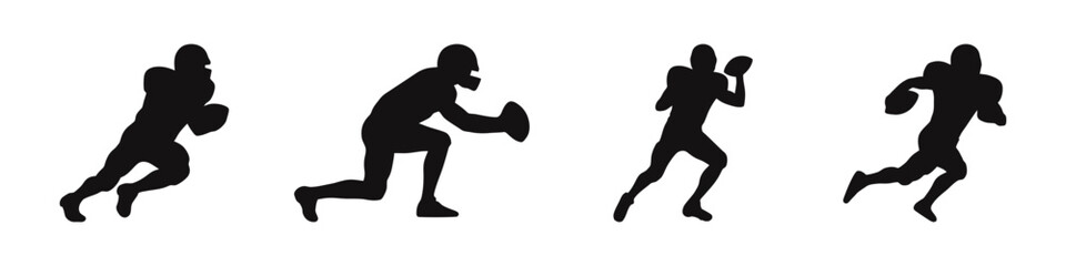 American football player silhouettes. People playing american football. Vector illustration.