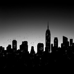 Abstract city skyline at night batman movie look background concept generative ai silhouetted skyline cityscape architecture illustration building city vector