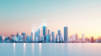 Obraz premium A futuristic city with advanced air purification technology combating PM 25 pollution