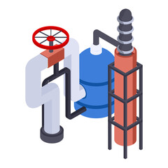 Fluid catalytic cracking isometric Concept,  Steam reforming or biotreater Vector color Icon Design, Oil and Gas industry Symbol, Petroleum  and gasoline Sign, Service and supply stock illustration