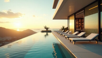Fototapeta premium High-Tech design of Balcony On Sunny Day, cinematic photography