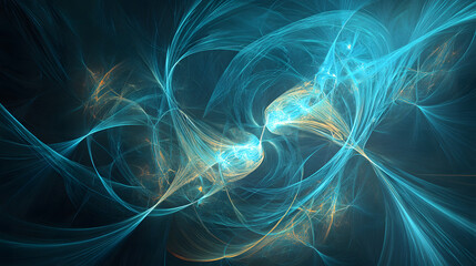 Fototapeta premium A turquoise abstract design featuring fluid curves and glowing highlights, forming a visually mesmerizing pattern.
