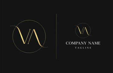 Beautiful letter VA monogram in incredibly luxury and classy style, elegant circular letter S and S logo template for a high-end brand personality
