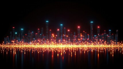 Fototapeta premium Futuristic Cityscape at Night Neon Lights and Skyscrapers Glow