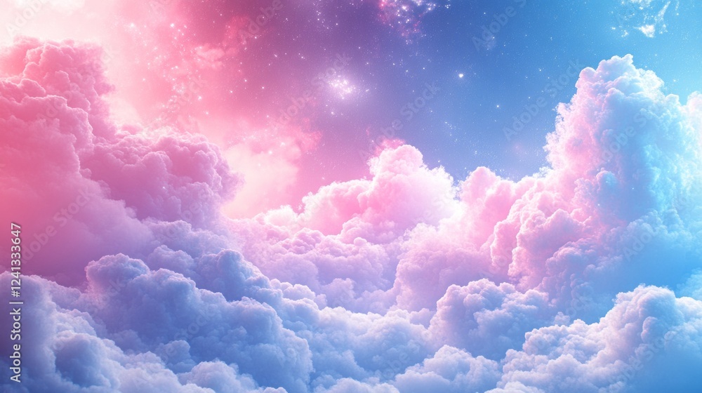 Poster a breathtaking display of colorful clouds fills the sky during dusk, blending shades of pink and blu