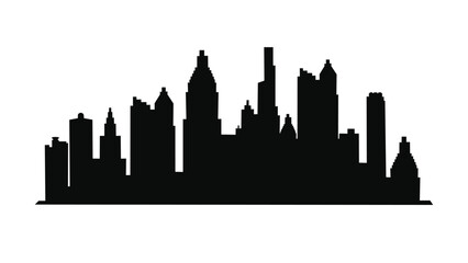Naklejka premium Black City skyline vector art on white background 