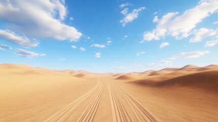 Sunlit dunes revealing peaceful desert beauty with soft golden shades