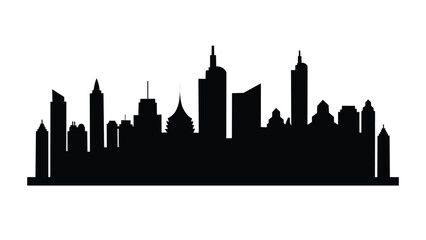 Fototapeta premium Black City skyline vector art on white background 