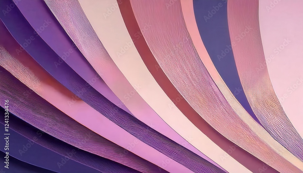 Poster abstract flowing paper layers in shades of pink and purple with intricate texture, perfect for moder