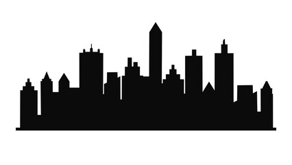 Naklejka premium Black City skyline vector art on white background 