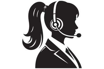 call center agent in profile view silhouette logo
