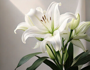 Fototapeta premium Minimalist Lily White Bright Aesthetic