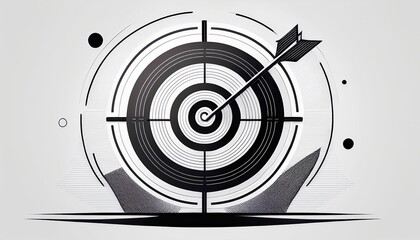 Conceptual sketch of a target symbolizing focus and achievement in a minimalist black and white style