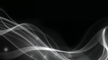 Naklejka premium Abstract white light waves on black background