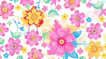 Fototapeta premium Pastel Paint Swirls Adorn Delicate Floral Pattern