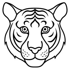 Sleek Tiger Head in Simple Line Art
