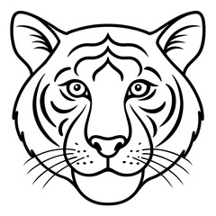 Sleek Tiger Head in Simple Line Art