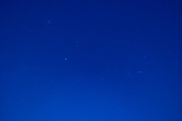 Clear night sky with stars twinkling in deep blue atmosphere