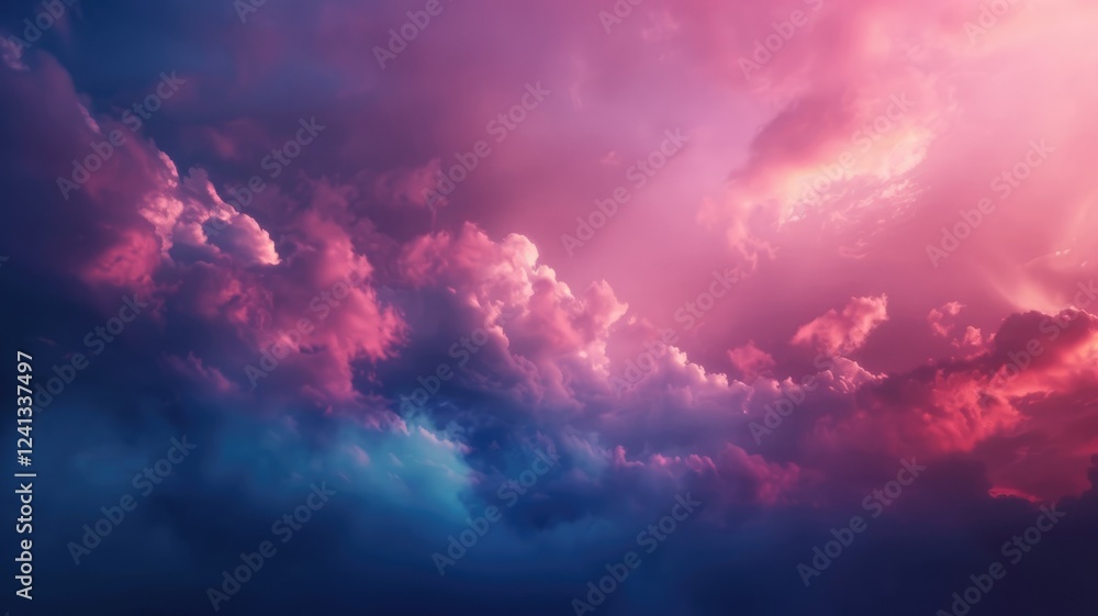 Poster Awe-inspiring view of a vibrant sky filled with colorful clouds, creating a cinematic atmosphere. Ideal for backgrounds in artistic projects and designs.