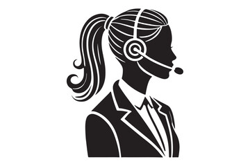 call center agent in profile view silhouette logo