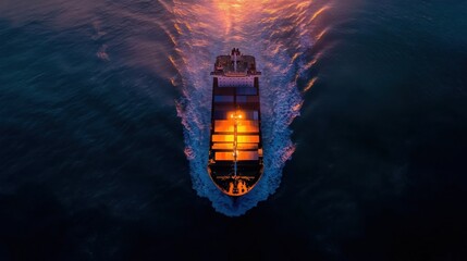 Aerial view container cargo maritime ship freight shipping by container cargo ship, Global business import export commercial trade logistic container cargo freight shipping.
