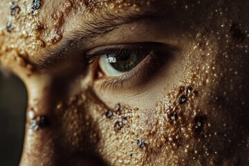 Closeup of Person's Face with Mud Mask on Skin