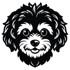 Bichon fries small dog head silhouette vector.eps
