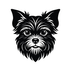 Brussels griffon small dog head silhouette vector.eps