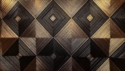art deco gold and black geometric pattern with diamond motif, luxury texture for wallpaper, interior design, and decor

