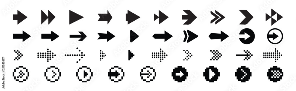 Poster arrow icons set. arrow collection. simple arrow big set. different cursor arrow direction symbols in
