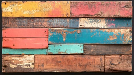Rustic barnwood planks, aged with cracks, faded paint remnants, showing deep grain textures, extreme realism