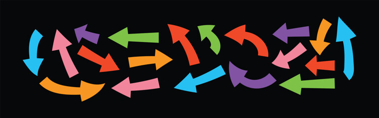 Set of Arrow signs colorful and direction pointers in different styles. Set of many different arrow icon. You can use it perfectly for your design. Vector illustration EPS 10.