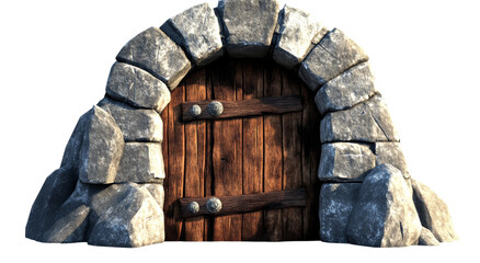 PNG Cartoon Stone Bridge with Wooden Railing, transparent background