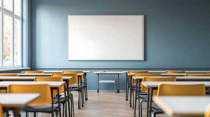 Well lit bright classroom interior colorful modern cheerful learning space inviting decor