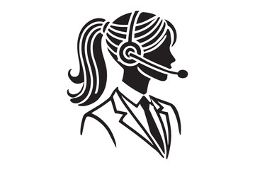 call center agent in profile view silhouette logo