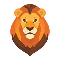 Obraz premium A cartoon illustration of a lion with a majestic mane. The lion's mane is depicted in vibrant shades of orange and brown, making it visually striking.