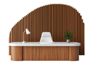 PNG Modern Office Desk and Chair Setup, transparent background
