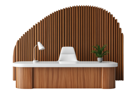 PNG Modern Office Desk and Chair Setup, transparent background