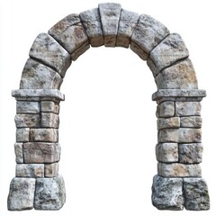 Stone archway entrance, isolated, ancient design, architectural element, game asset