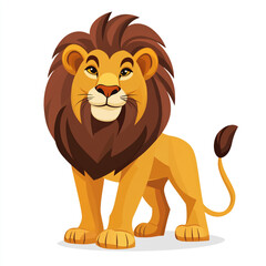 Obraz premium A cartoon illustration of a lion with a majestic mane. The lion's mane is depicted in vibrant shades of orange and brown, making it visually striking.