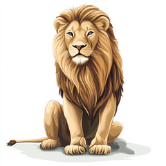 Obraz premium A cartoon illustration of a lion with a majestic mane. The lion's mane is depicted in vibrant shades of orange and brown, making it visually striking.