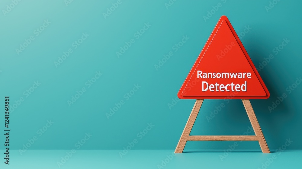 Poster ransomware detection alert on a bright colorful background
